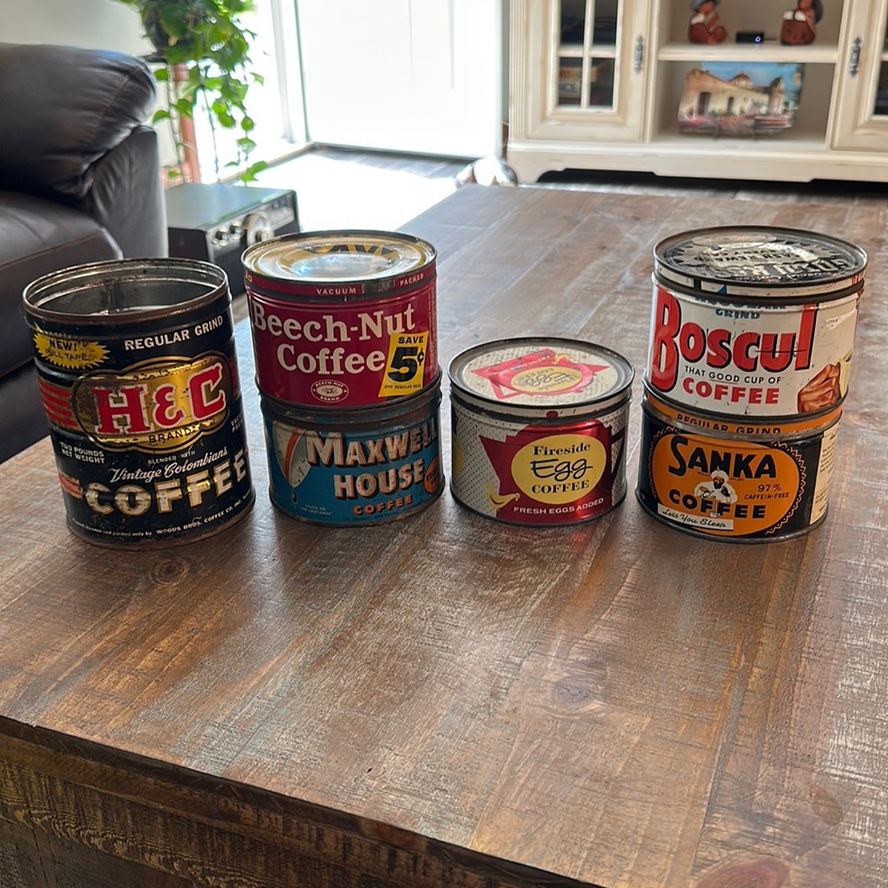 Set of coffee vintage/antique tins